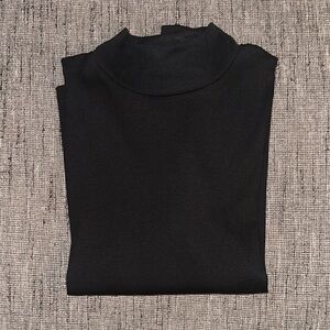 J. Crew Black Ribbed Mock Neck Top